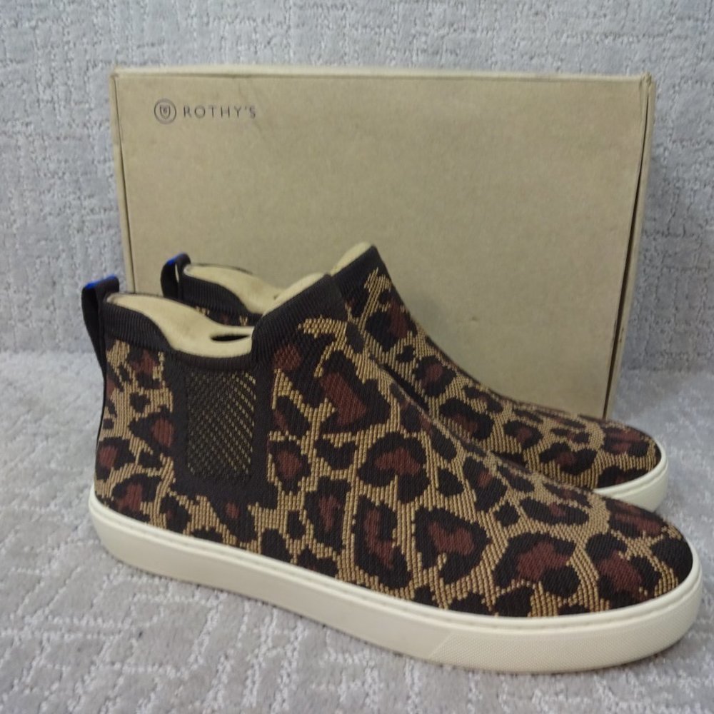 Rothy's Brown and Tan Ankle Booties with Leopard Print - Picture 3 of 10